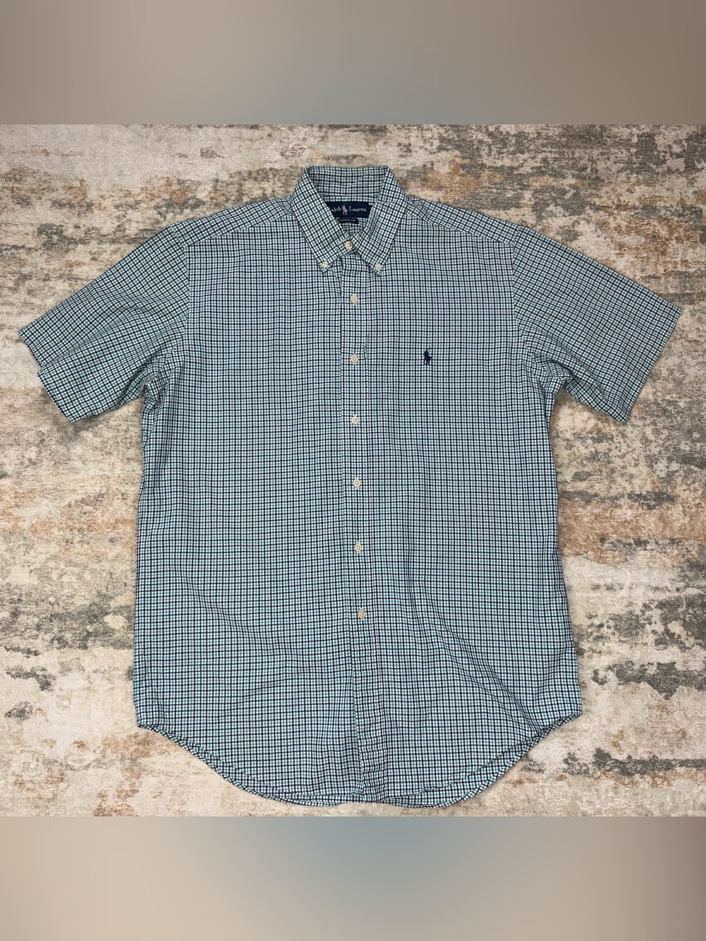 Vintage Ralph Lauren Classic Fit Men’s Medium Green Navy Check Shirt